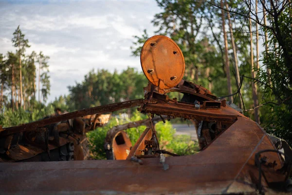 Destroyed Burned Modern Tank Russian Army Ukraine War 2022 — Foto Stock