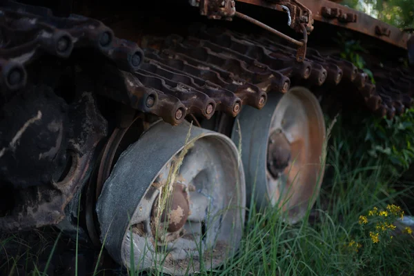 Destroyed Burned Modern Tank Russian Army Ukraine War 2022 — Stock Fotó