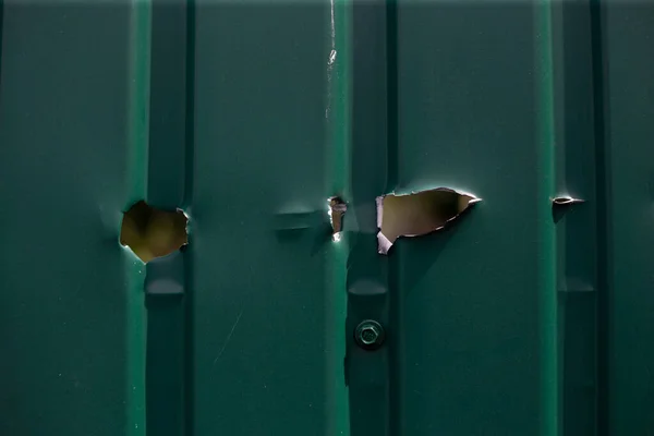 Fence House Bullet Hole Charapnels Gunshots Fighting Invasion Russian Troops — Fotografia de Stock
