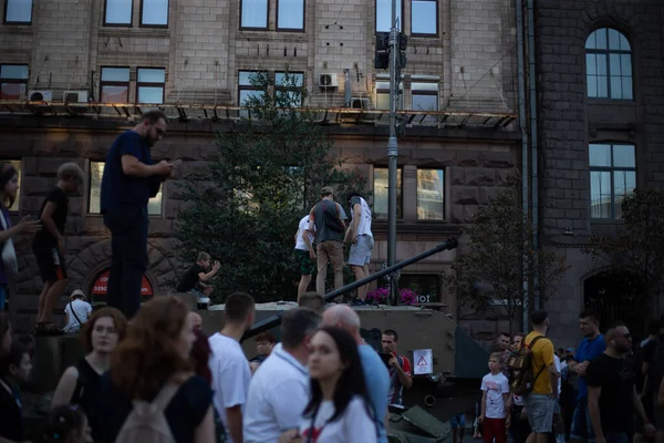 Kyiv Ukraine August 2022 Exhibition Broken Burned Russian Tank Main — ストック写真