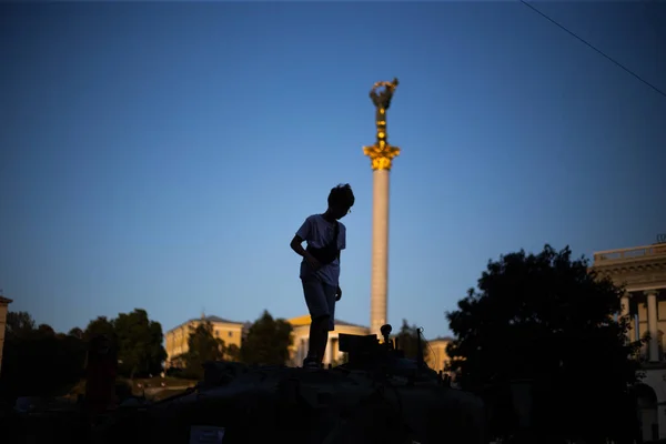 Kyiv Ukraine August 2022 Exhibition Broken Burned Russian Tank Main — Stock Fotó