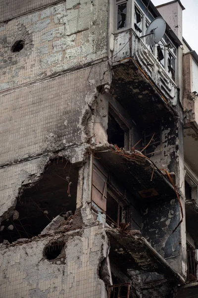 Edifici Residenziali Distrutti Danneggiati Irpen Dopo Invasione Russa Dell Ucraina — Foto Stock