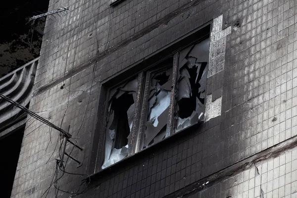 Edifícios Residenciais Destruídos Danificados Irpen Após Invasão Russa Ucrânia 2022 — Fotografia de Stock