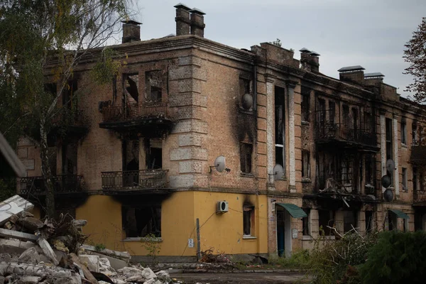 Gostomel Kyiv Oblast Ukraine 2022 Ruined City Russias Invasion Ukraine — 图库照片