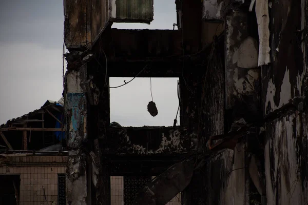 Vernietigde Meerdere Verdiepingen Tellende Gebouwen Stad Borodyanka Kiev Regio Het — Stockfoto