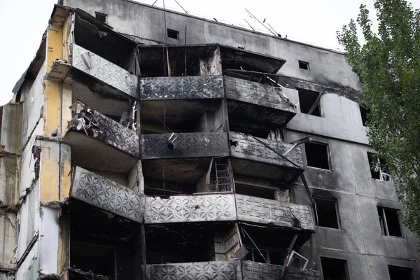 Destroyed Multi Storey Buildings City Borodyanka Kiev Region Beginning Russias — Stock Photo, Image