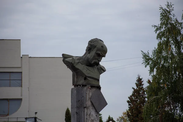 Monument Voor Oekraïense Taras Shevchenko Borodyanka Kiev Met Een Kogelkop — Stockfoto