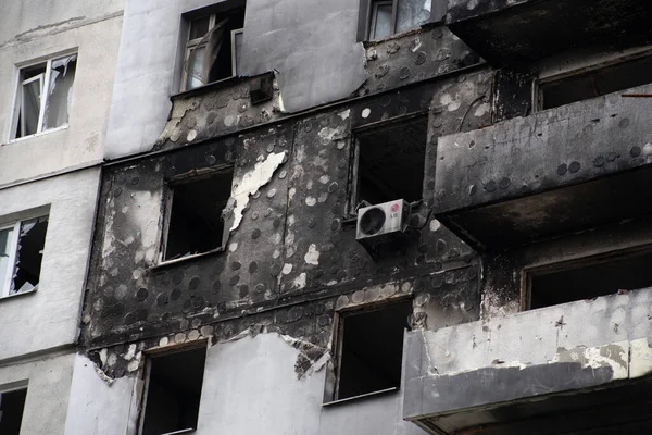 Καταστράφηκαν Πολυώροφα Κτίρια Στην Πόλη Borodyanka Περιοχή Του Κιέβου Μετά — Φωτογραφία Αρχείου
