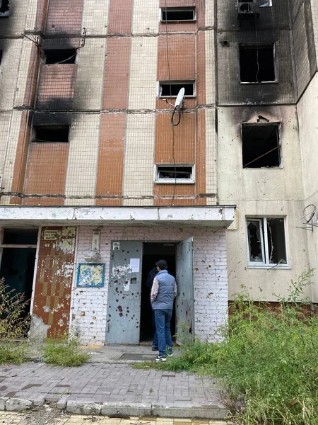 Знищені Пошкоджені Житлові Будинки Ірпені Після Вторгнення Русів Україну — стокове фото