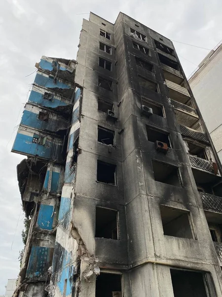 Destroyed Damaged Residential Buildings Borodyanka Russias Invasion Ukraine Srtrikes — Stock Photo, Image