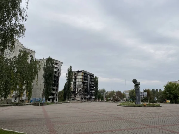 Καταστράφηκαν Και Καταστράφηκαν Οικιστικά Κτίρια Στην Borodyanka Μετά Την Εισβολή — Φωτογραφία Αρχείου