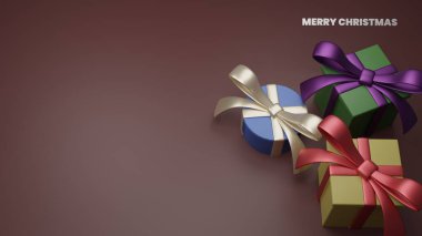 Hediyeler için Noel kartı Kırmızı arka plan hediye kutuları