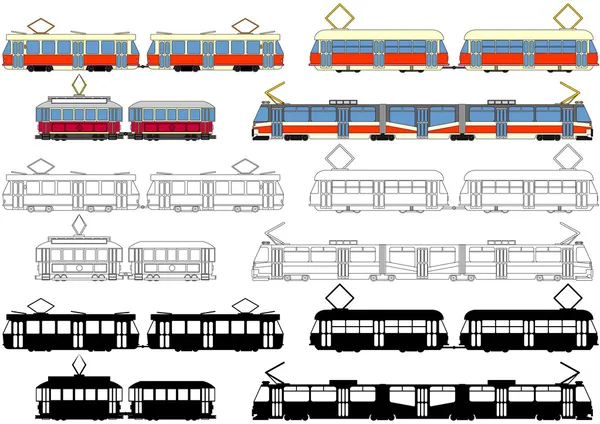 Trams, Tramway — Stock Vector