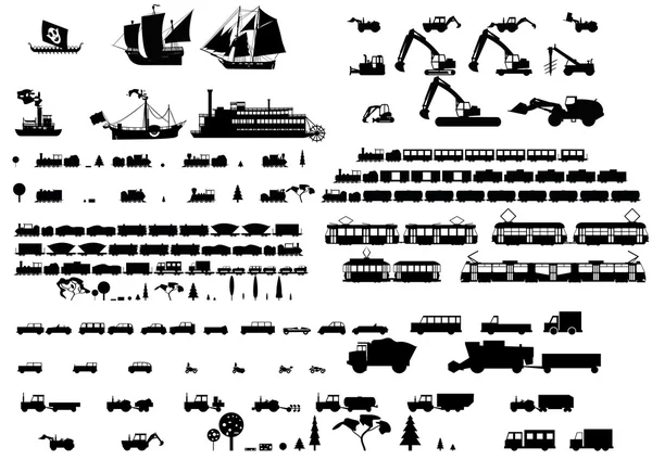 Silhouettes of vehicles Wektor Stockowy