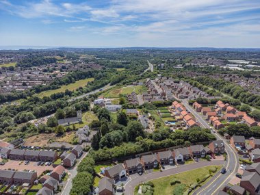 Aerial views over Pontprennau, Cardiff, Wales clipart