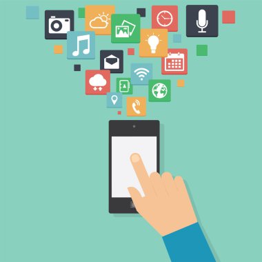 simgeleri ile dokunmatik akıllı telefon