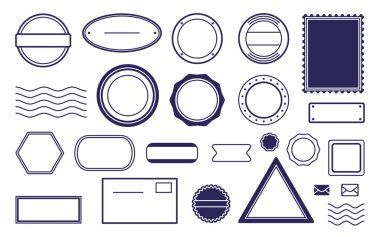 Çizgi kauçuk nakliye pulu dalga simgesi seti