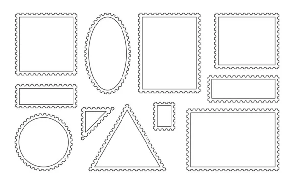 Conjunto de iconos de marca de papel con sellos de franqueo en blanco — Vector de stock