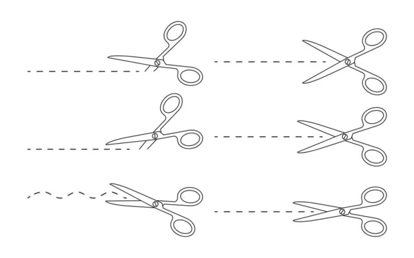 Svart kontur sax trim linje skära gräns set — Stock vektor