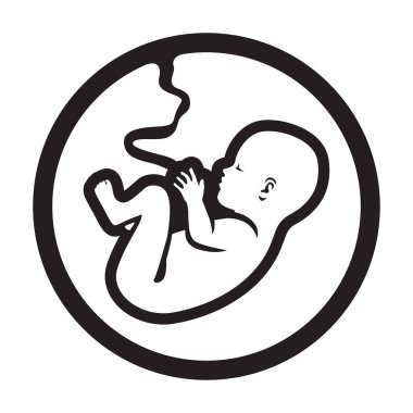 Embriyo bebeği. Minimalist düz daire simgesi hamilelik piktogram sembolü