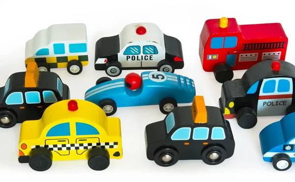 Spielzeugautos aus Holz Stockfoto