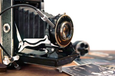 Vintage fotoğraf makinesi ve retro öğeler