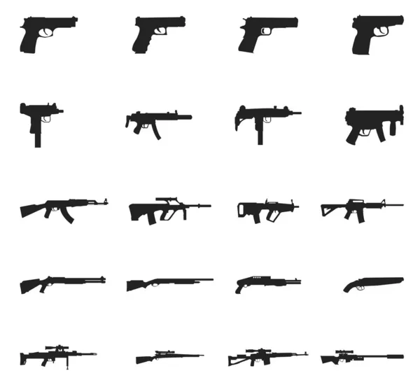 Siluetas de armas — Archivo Imágenes Vectoriales