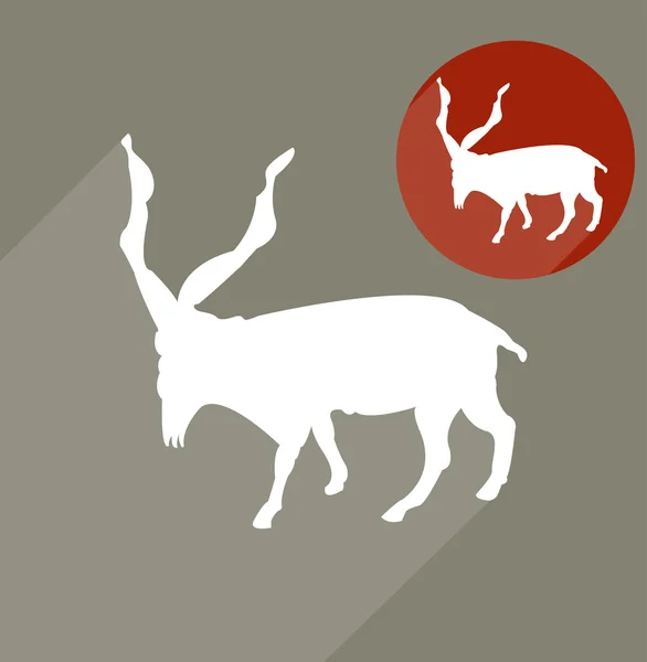 Markhor 山羊剪影 — 图库矢量图片