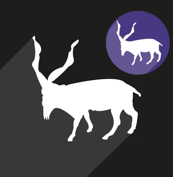 Silhouette chèvre Markhor — Image vectorielle