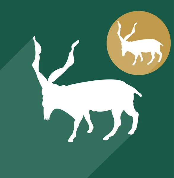 Silhouette chèvre Markhor — Image vectorielle