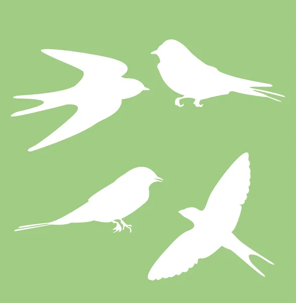 Silhouette di uccelli — Vettoriale Stock