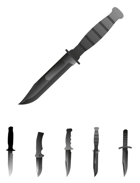 Katonai kés készlet — Stock Vector