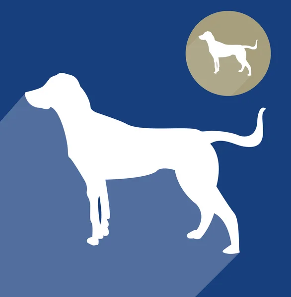 Lovecký pes silueta — Stockový vektor