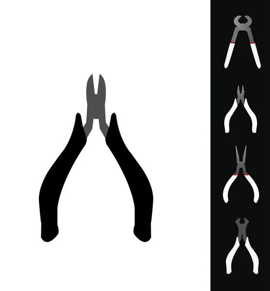 Various Pliers Silhouettes set — Stock Vector