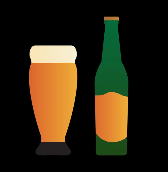 Flaske og glas øl – Stock-vektor