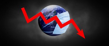 Dünya ekonomisi ve korona virüsü kavramı. Koronavirüsün dünya üzerindeki etkisi. 3d illüstrasyon