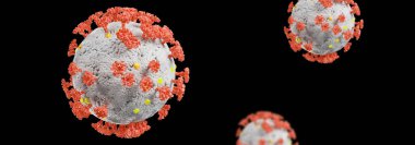 Grip virüsü hücrelerinin mikroskobik görüntüsü. 3 boyutlu tıbbi illüstrasyon