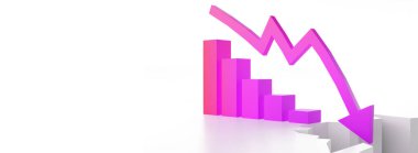 Borsa çöküşünü temsil eden grafikler. 3d illüstrasyon