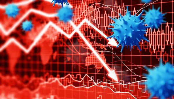 Concepto Economía Mundial Virus Corona Impacto Del Coronavirus Bolsa Valores —  Fotos de Stock