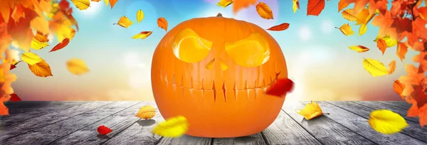 Cabeza Calabaza Halloween Halloween Decoración Fondo —  Fotos de Stock