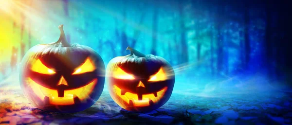 Halloweenpompoenhoofd Halloween Decoratie Achtergrond — Stockfoto