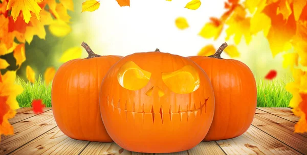 Tête Citrouille Halloween Décoration Halloween Fond — Photo