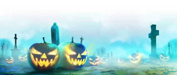 Halloween Háttér Sütőtök Egy Kísérteties Éjszaka — Stock Fotó
