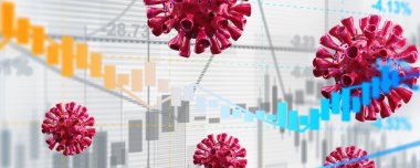 Dünya ekonomisi ve korona virüsü kavramı. Coronavirus 'un borsaya etkisi. 3d illüstrasyon
