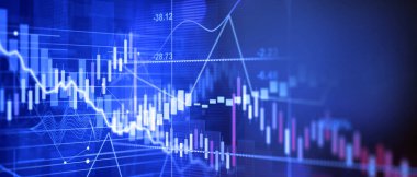 Borsa çöküşünü temsil eden grafikler. 3d illüstrasyon