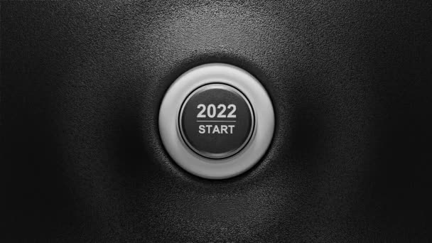 2022年开始新年快乐按钮 3D电影 — 图库视频影像