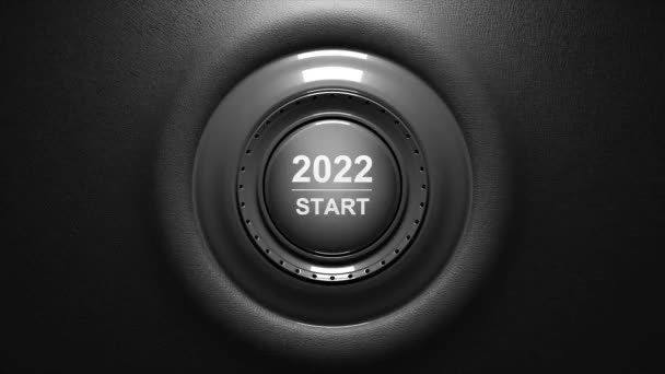 Start 2022 Happy New Year Button Movie — Stock Video