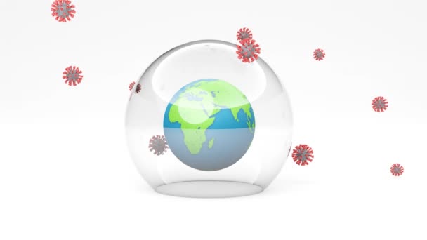 穹顶下的地球疫苗接种概念 3D视频 — 图库视频影像