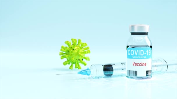 用针头和带疫苗的枪栓的医疗注射器 3D视频 — 图库视频影像