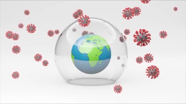 穹顶下的地球疫苗接种概念 3D视频 — 图库视频影像